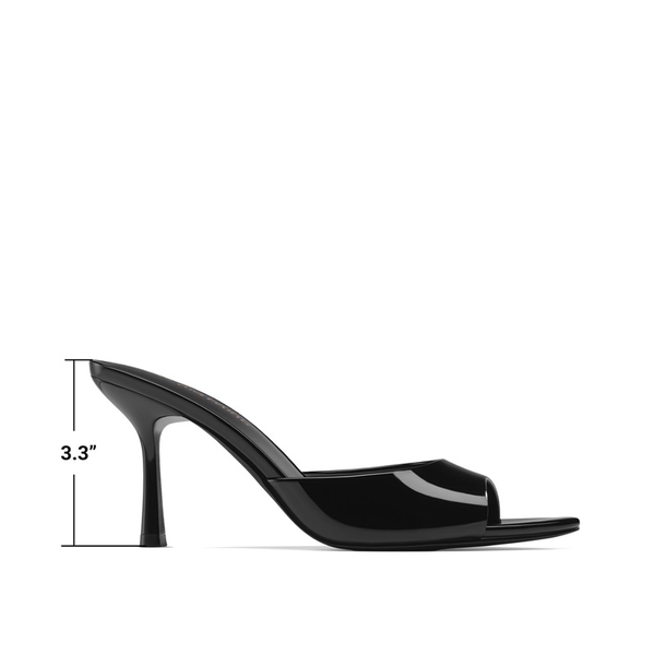 Women's Minimalist Pointed Toe Mule Heels - BLACK-PAT - 3