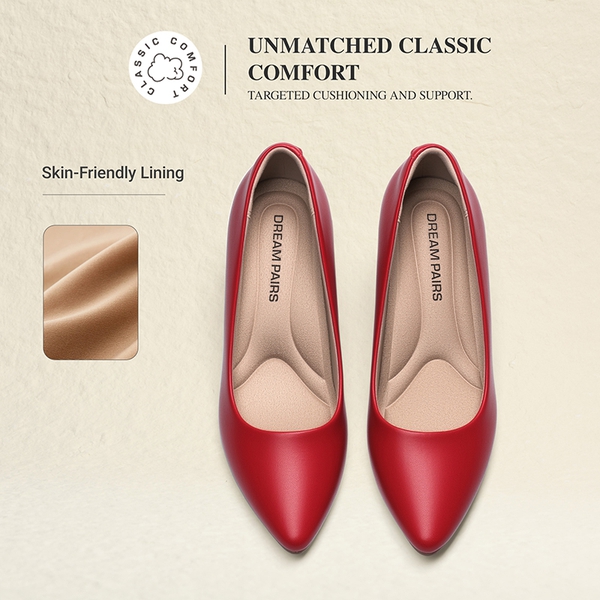 Ascenelle Women’s Comfortable Pumps with Arch Support - RED - 6