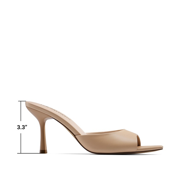 Women's Minimalist Pointed Toe Mule Heels - NUDE - 3