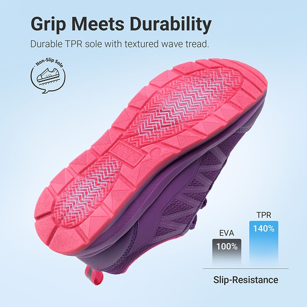 Kids’ Lace-Up Non-Slip Running Shoes - PURPLE - 3