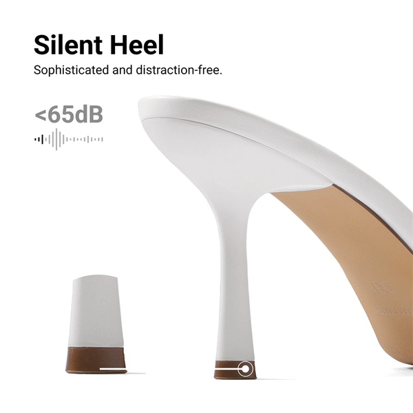 Women's Minimalist Pointed Toe Mule Heels - WHITE - 5