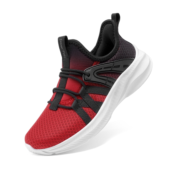 Kids’ Lightweight Slip-On Running Shoes - RED/BLACK -  0