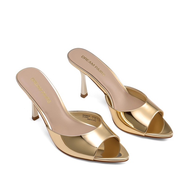 Women's Minimalist Pointed Toe Mule Heels - GOLD - 4