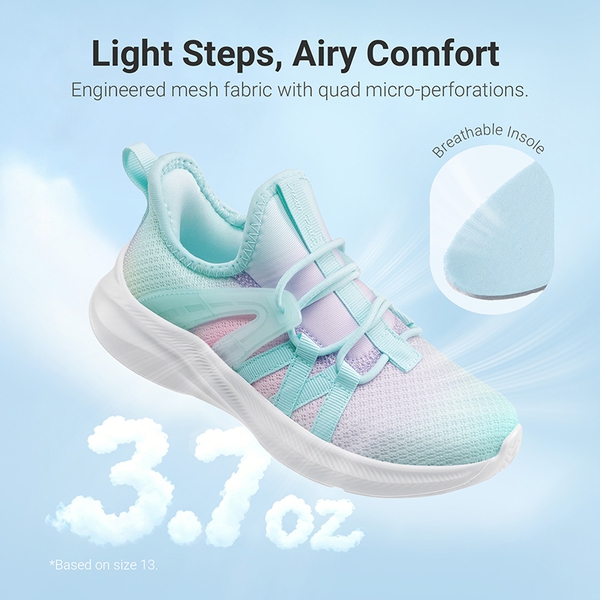 Kids’ Lightweight Slip-On Running Shoes - RAINBOW - 2