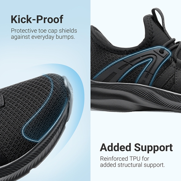 Kids’ Lightweight Slip-On Running Shoes - ALL BLACK - 5