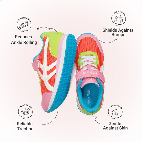 Girls’ Retro Sporty Lightweight Mesh Tennis Shoes - ORANGE - 5