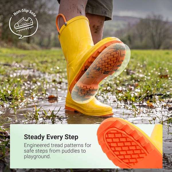 Kids' Easy-on Waterproof Rain Boots - YELLOW - 3