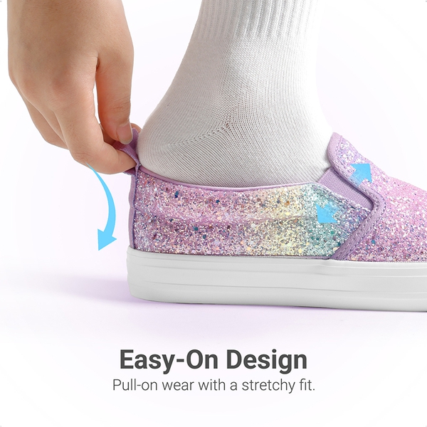 Girls' Glitter Slip-On Sneakers - PURPLE/RAINBOW - 4
