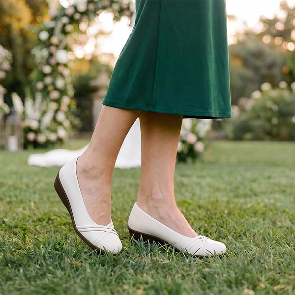 Ascenelle Women's Memory Foam Arch Support Flats - WHITE - 2