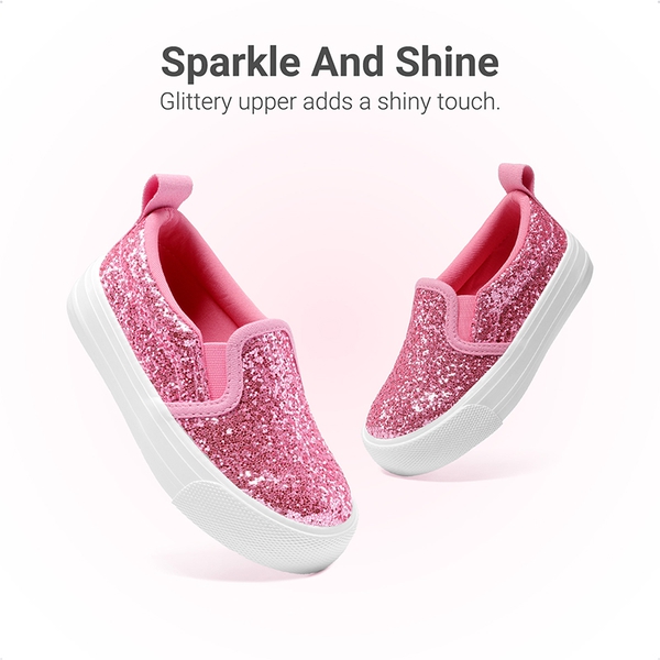 Girls' Glitter Slip-On Sneakers - PINK - 2