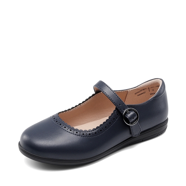 Girls' Mary Jane Flower Edge Dress Shoes - NAVY -  0