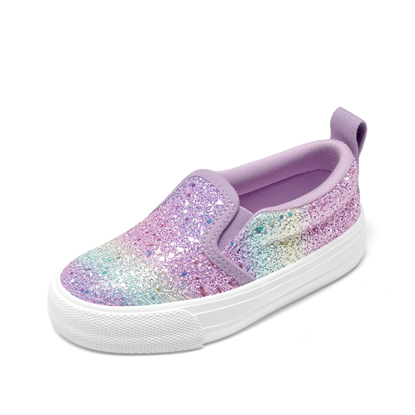 Girls' Glitter Slip-On Sneakers - PURPLE/RAINBOW -  0