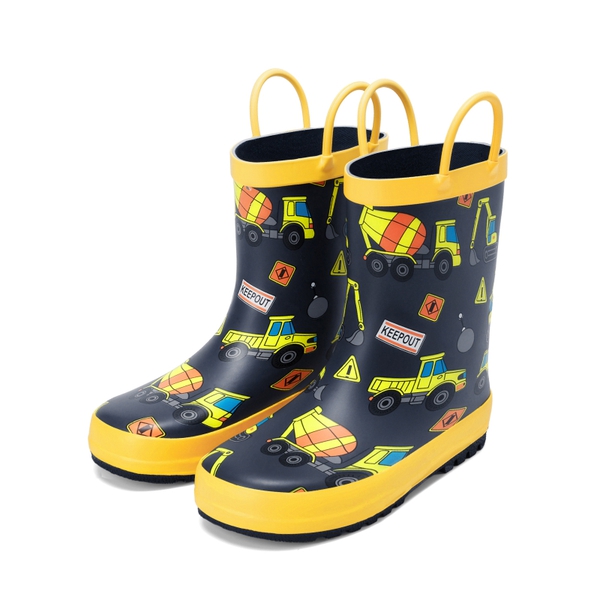 Kids' Low-ordor Natural Rubber Rain Boots - YELLOW/VEHICLES - 6