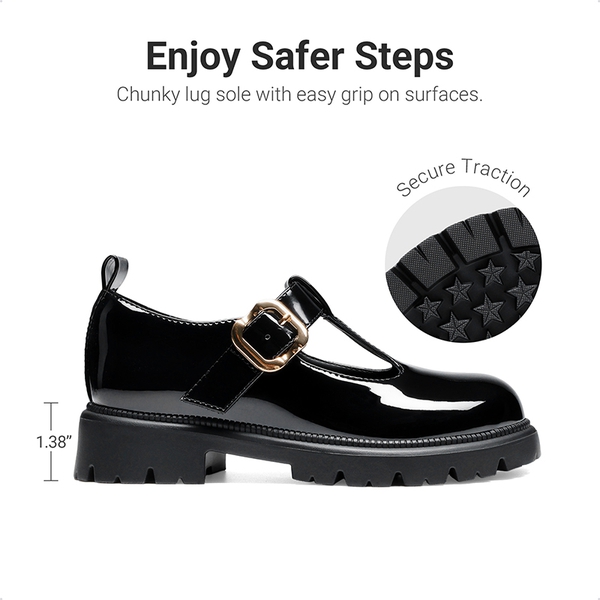 Girls' Mary Jane T-Strap Dress Shoes with Arch Support - BLACK - 2
