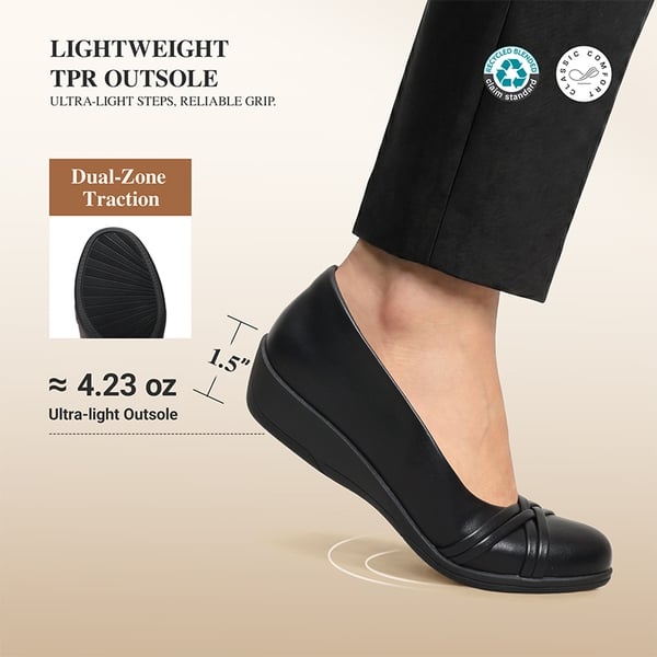 Ascenelle Women's Memory Foam Arch Support Flats - BLACK - 4