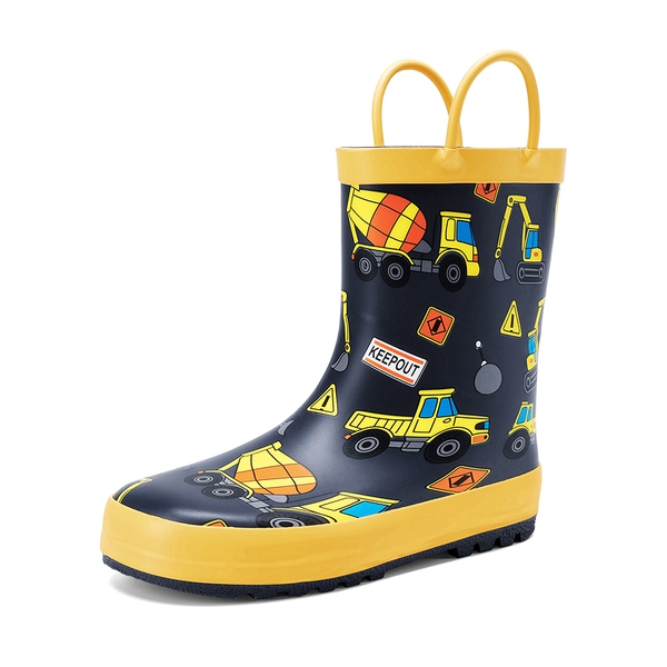 Kids' Low-ordor Natural Rubber Rain Boots - YELLOW/VEHICLES -  0