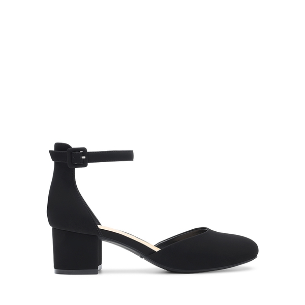 Women's Wide Fit D'Orsay Block Heel Pumps - BLACK-NUBUCK - 2