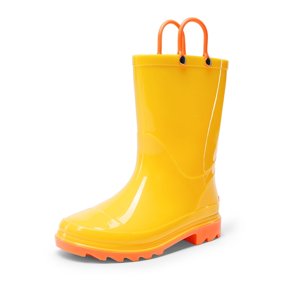Kids' Easy-on Waterproof Rain Boots - YELLOW -  0