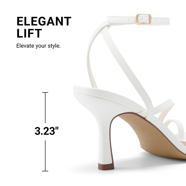 Women's Square-Toe Thong Kitten Heel Sandals - WHITE - 6