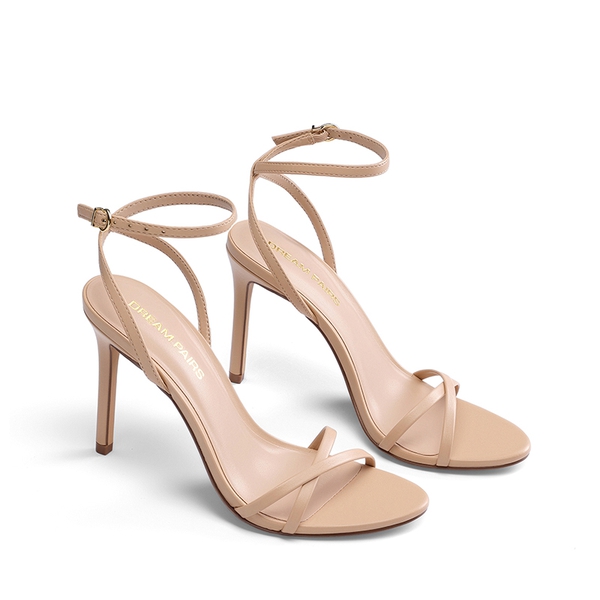 Women's Minimalist Stiletto Heels with Ankle Strap - NUDE - 4