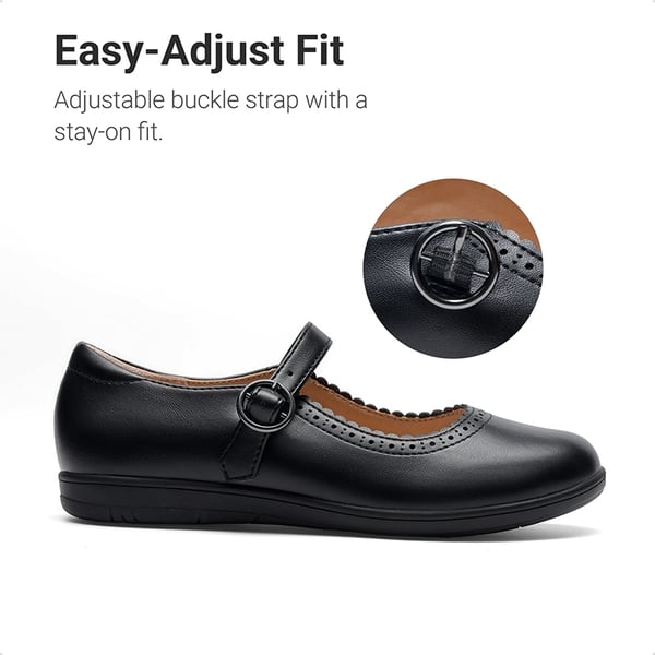 Girls' Mary Jane Flower Edge Dress Shoes - BLACK - 3
