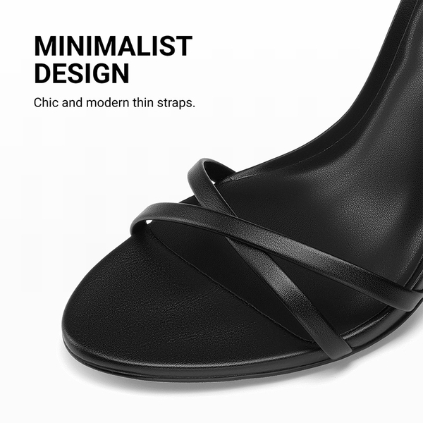 Women's Minimalist Stiletto Heels with Ankle Strap - BLACK - 5