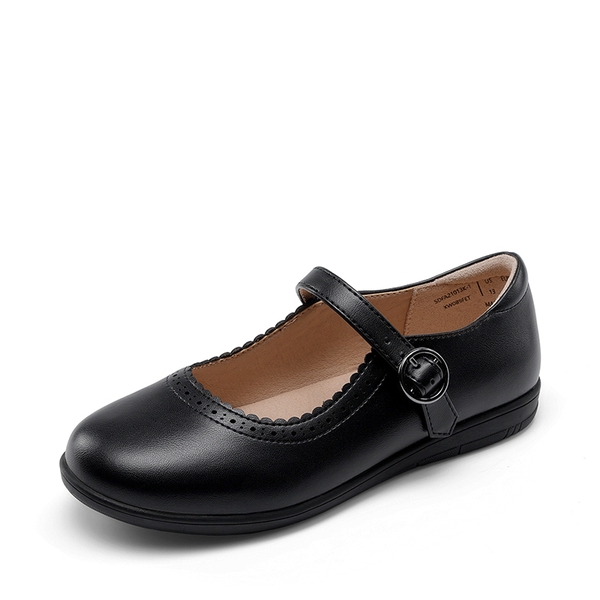 Girls' Mary Jane Flower Edge Dress Shoes - BLACK -  0