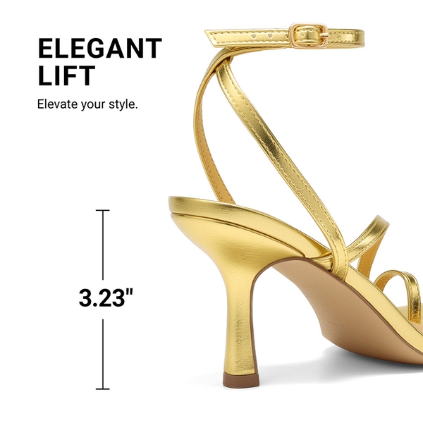 Women's Square-Toe Thong Kitten Heel Sandals - GOLD - 6