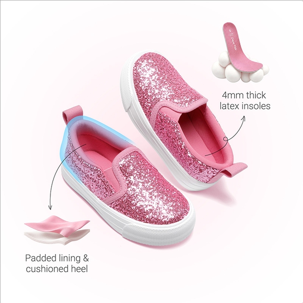 Girls' Glitter Slip-On Sneakers - PINK - 5