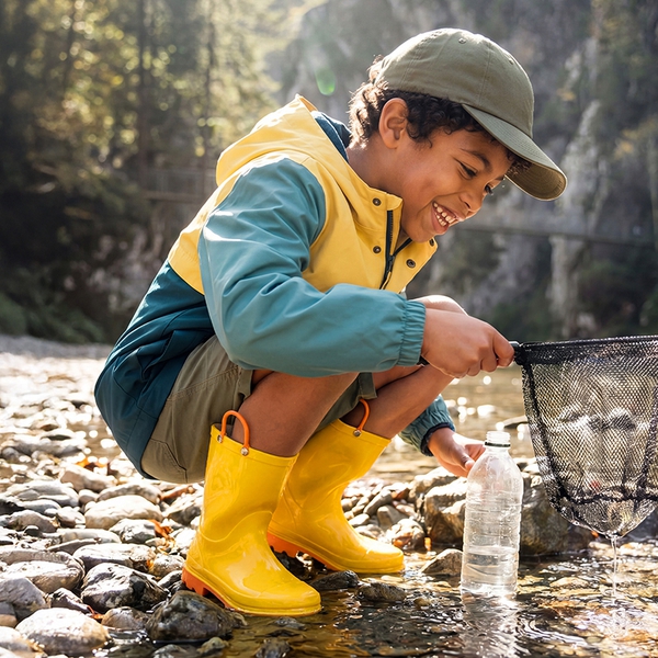 Kids' Easy-on Waterproof Rain Boots - YELLOW - 1