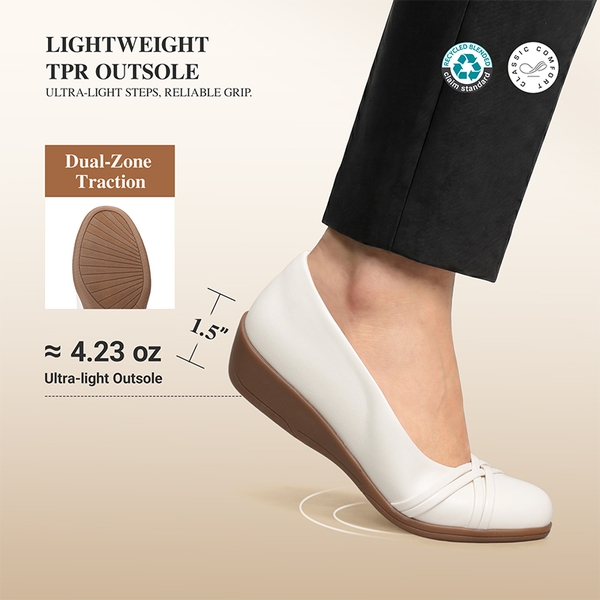 Ascenelle Women's Memory Foam Arch Support Flats - WHITE - 5