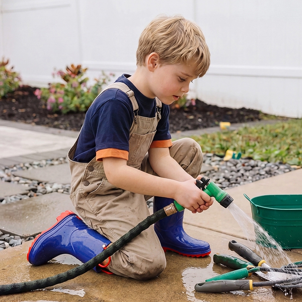 Kids' Easy-on Waterproof Rain Boots - BLUE - 1