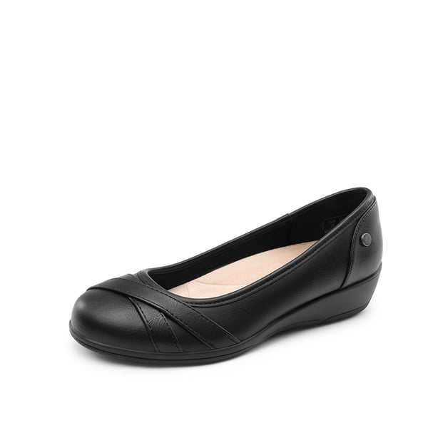 Ascenelle Women's Wide-Width Low Wedge Flats - BLACK -  0