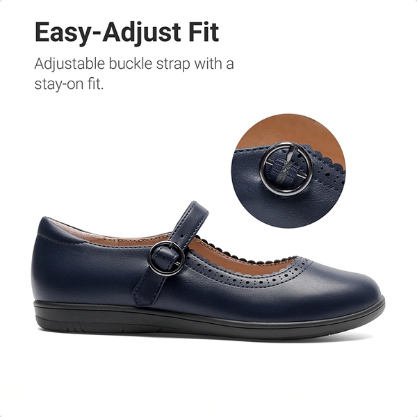 Girls' Mary Jane Flower Edge Dress Shoes - NAVY - 3