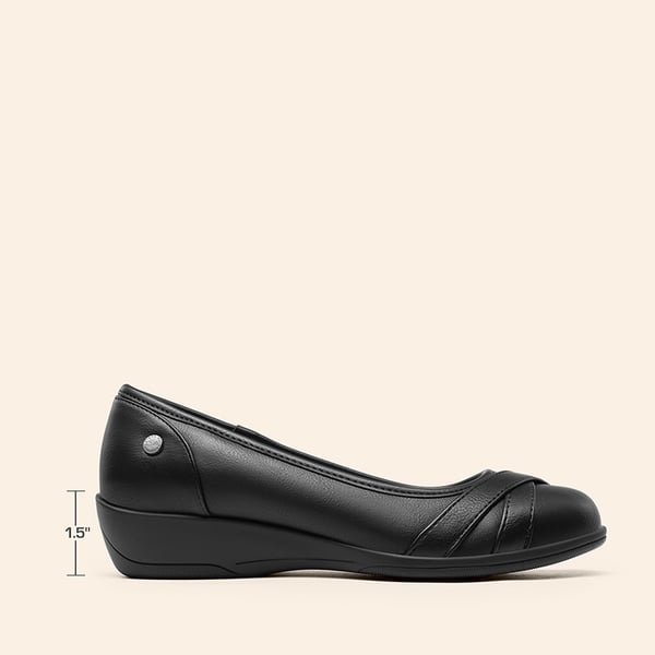 Ascenelle Women's Wide-Width Low Wedge Flats - BLACK - 1