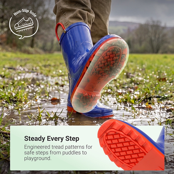 Kids' Easy-on Waterproof Rain Boots - BLUE - 3