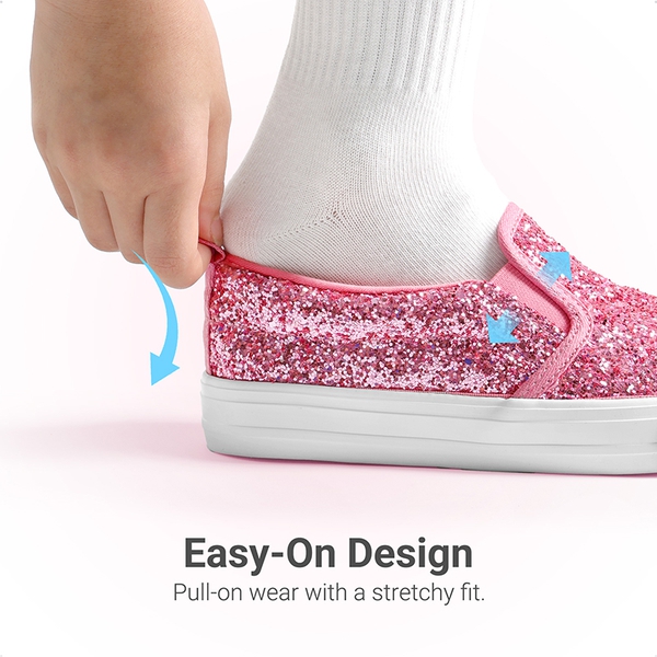 Girls' Glitter Slip-On Sneakers - PINK - 4