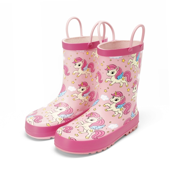 Kids' Low-ordor Natural Rubber Rain Boots - PINK/UNICORNS - 6