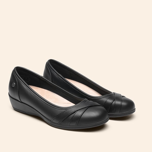 Ascenelle Women's Wide-Width Low Wedge Flats - BLACK - 2