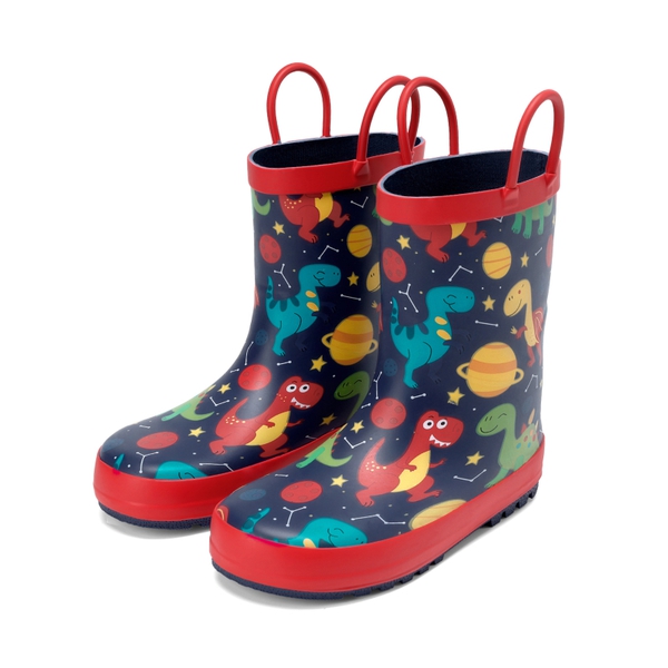 Kids' Low-ordor Natural Rubber Rain Boots - RED/DINOSAUR - 6