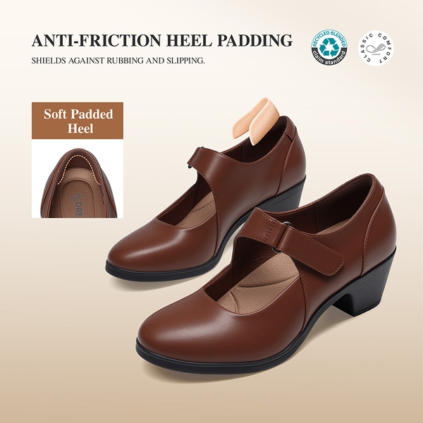 Ascenelle Women's Comfortable Mary Jane Heels - BROWN - 4