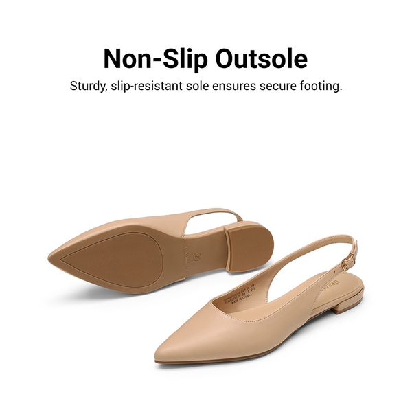 Women's Pointed-Toe Slingback Flats with DIY Ribbon - NUDE - 5
