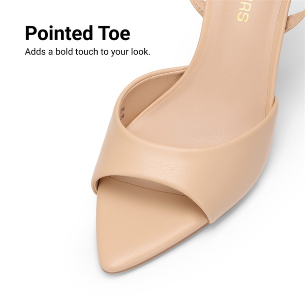 Women's Pointed Open-Toe Stiletto Sandals - NUDE - 7