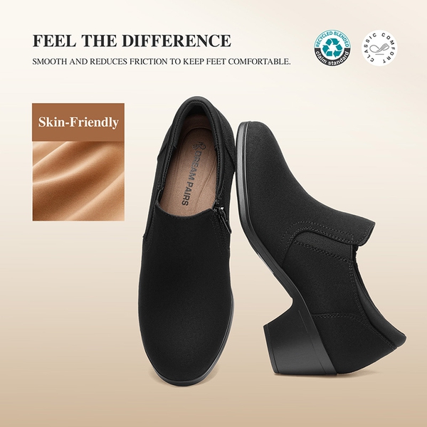 Ascenelle Women's Sustainable Block Heel Pumps - BLACK-SUEDE - 4