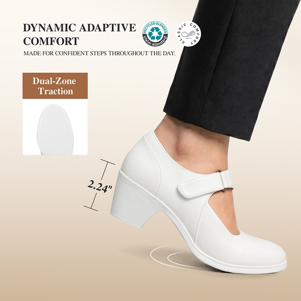 Ascenelle Women's Comfortable Mary Jane Heels - WHITE - 5