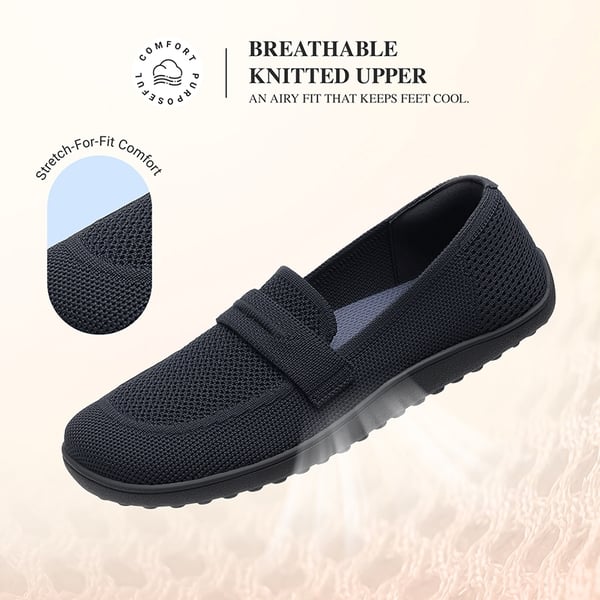 Ascenelle Women's Wide Toe Barefoot Loafers - NAVY - 6