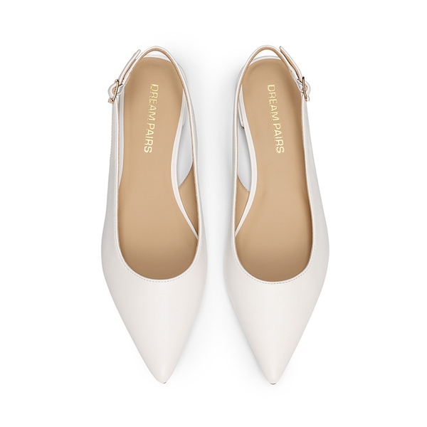 Women's Pointed-Toe Slingback Flats with DIY Ribbon - WHITE - 7