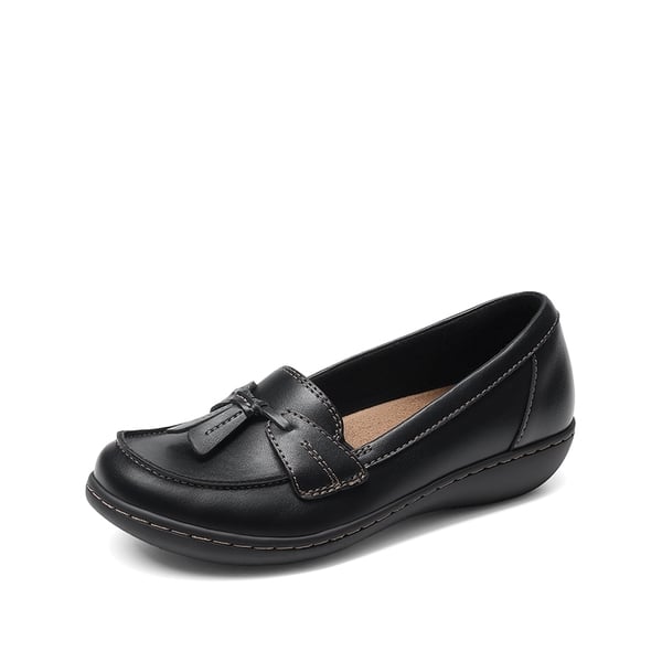 Ascenelle Women's Arch Support Slip-On Loafers - BLACK -  0