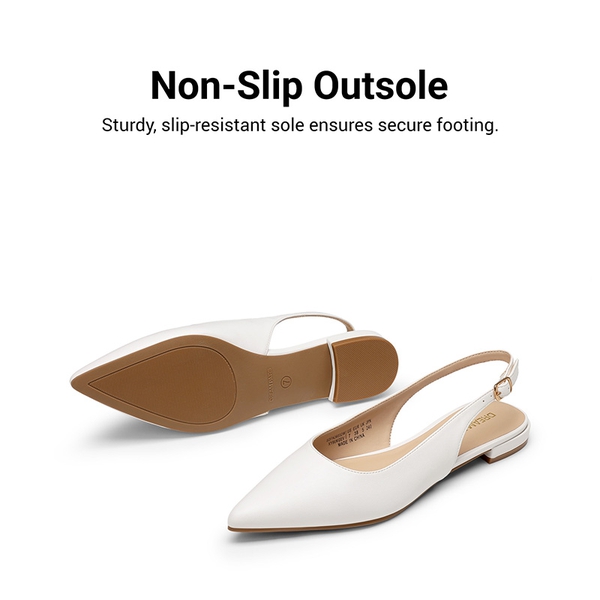 Women's Pointed-Toe Slingback Flats with DIY Ribbon - WHITE - 5