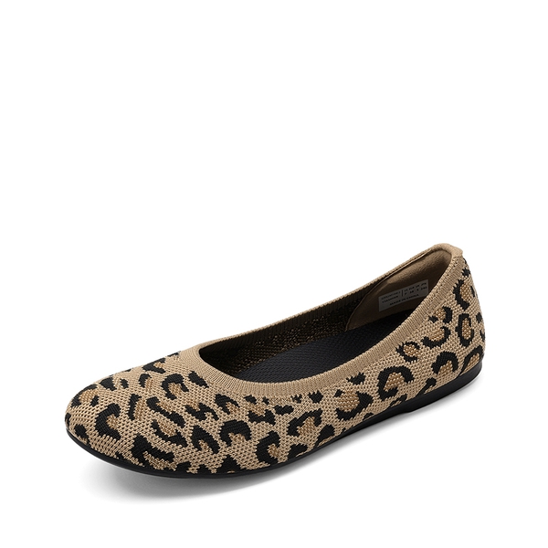 Ascenelle Women's Arch Support Ballet Flats Knit Edition - LEOPARD -  0